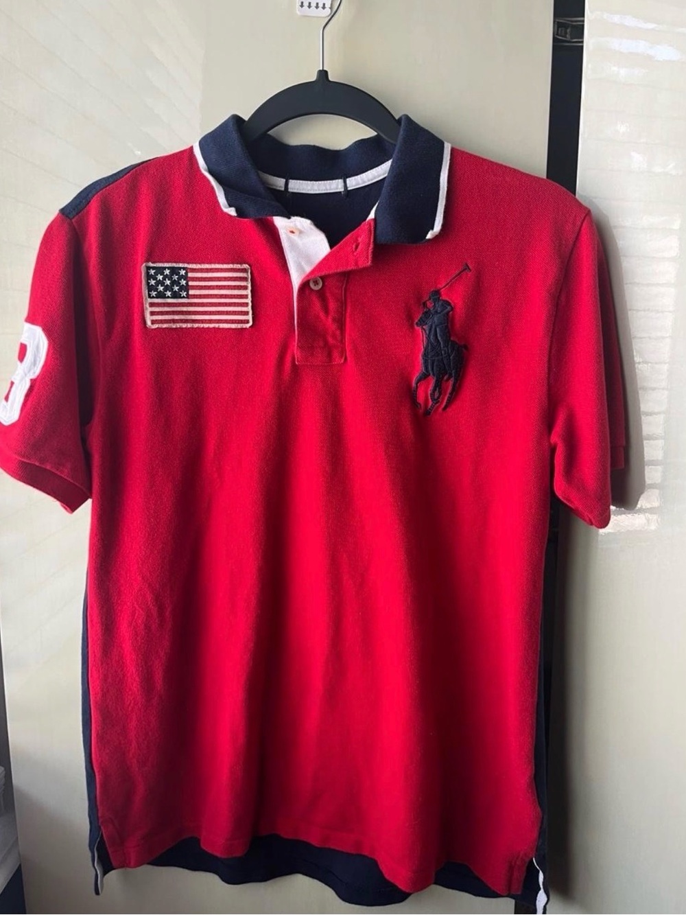 Polo by Ralph Lauren Red Short-Sleeve Rugby Polo with Navy Accents